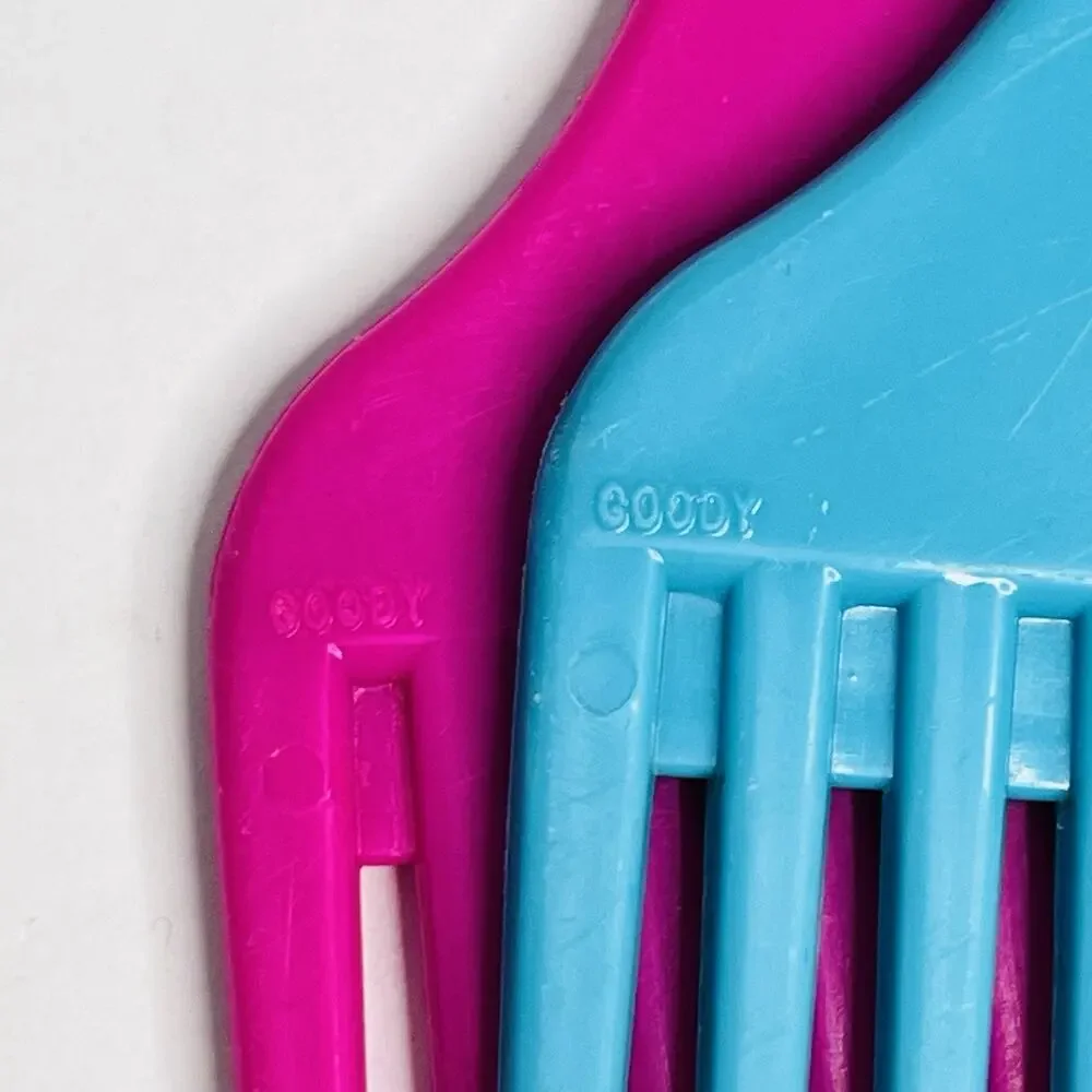 vintage goody hair pick lift comb‎ pink teal solid usa 80s 90s nostalgia props